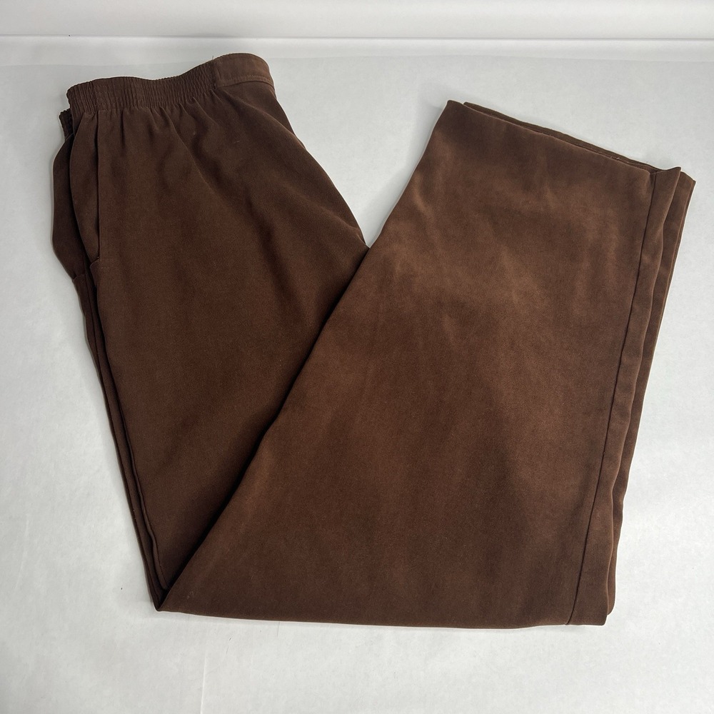 Alfred Dunner‎ Pants Womens 12 Brown Pull On Straight Leg Stretch Casual Pocket